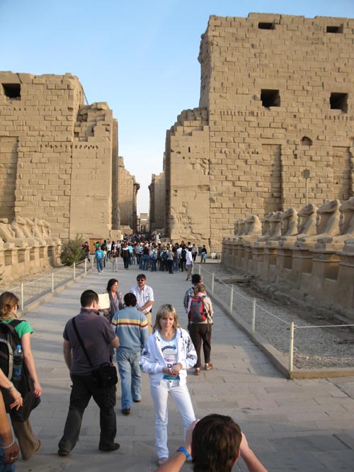 Sphinxes and First Pylon, Temple of Amun, Karnak Temple Complex, Luxor, Egypt