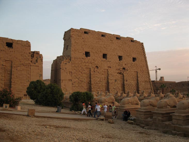 Sphinxes and First Pylon, Temple of Amun, Karnak Temple Complex, Luxor, Egypt