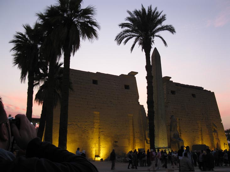 First Pylon, Obelisk and Colossi of Ramesses II, Luxor Temple, Luxor, Egypt
