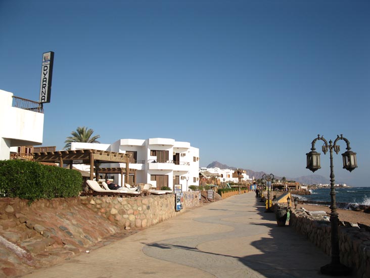 View Down Seaside Promenade From Dyarna Hotel, Dahab, Sinai, Egypt