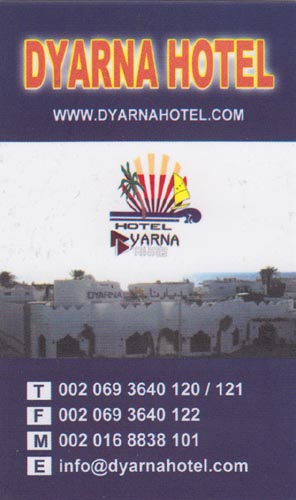 Business Card, Dyarna Hotel, Dahab, Sinai, Egypt