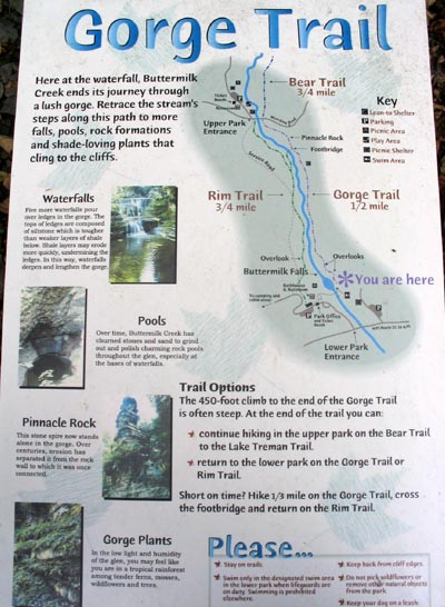 Gorge Trail Map, Buttermilk Falls State Park, Ithaca, New York