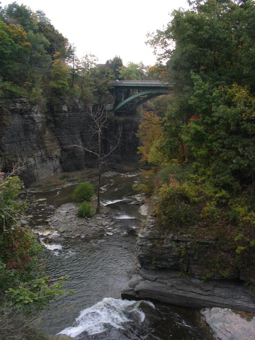 Thurston Avenue Bridge, Fall Creek, From Triphammer Footbridge, Cornell University, Ithaca, New York, October 9, 2004