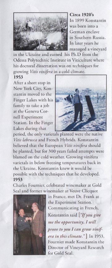 Dr. Konstantin Frank Vinifera Wine Cellars Celebrating 50 Years Brochure