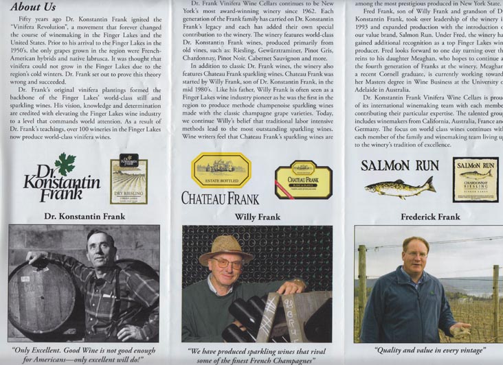 Dr. Konstantin Frank Vinifera Wine Cellars Foldout Brochure, 2012