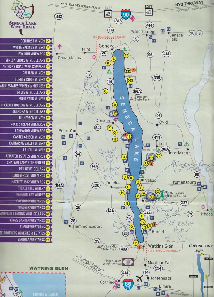 2012 Seneca Lake Wine Trail Map