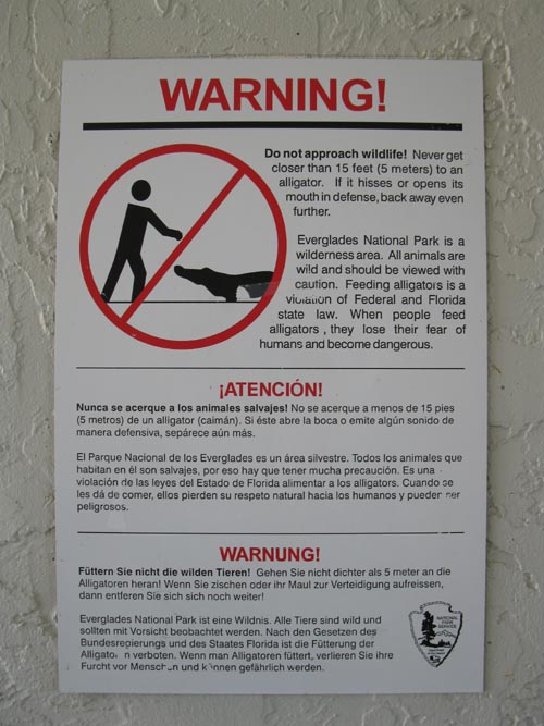 Alligator Warning, Royal Palm Visitor Center, Everglades National Park, Florida