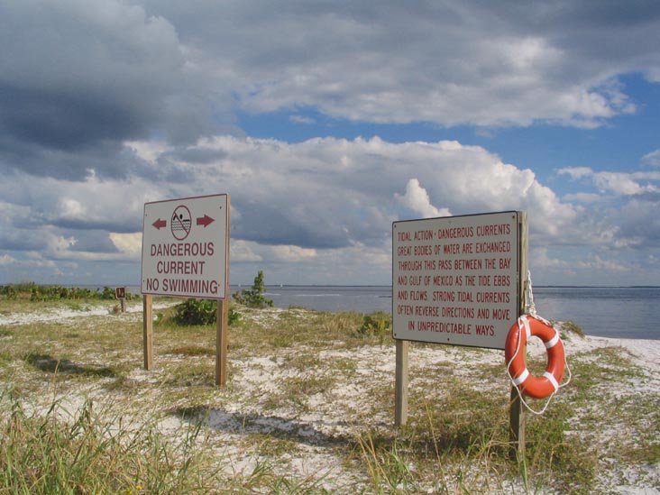 Dangerous Current Warnings, Gasparilla Island State Park, Gasparilla Island, Florida