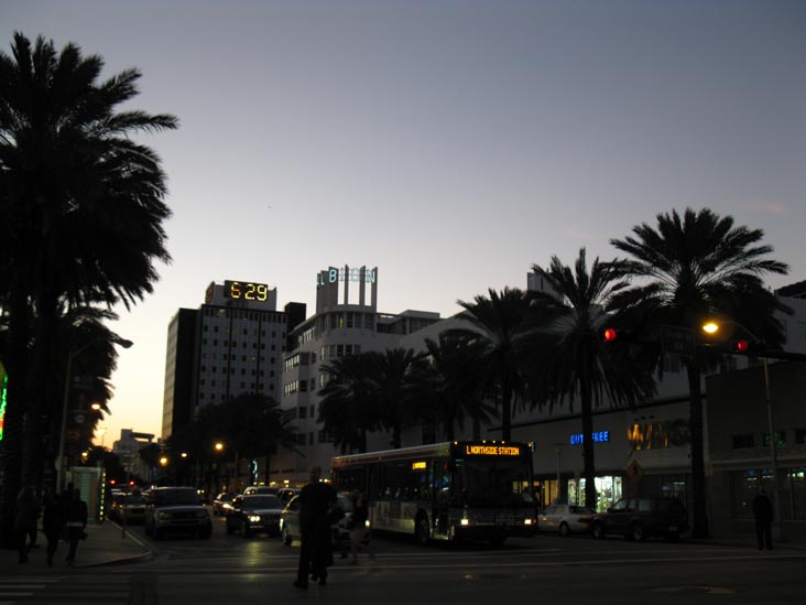 Looking West Down Lincoln Road From Collins Avenue, South Beach, Miami, Florida