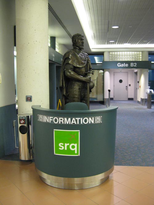 Hernando de Soto Statue, Gate B2, Sarasota-Bradenton International Airport, Sarasota, Florida, November 11, 2009