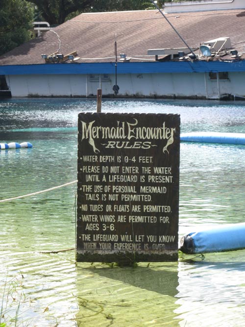Mermaid Encounter Rules, Mermaid Lagoon, Weeki Wachee Springs State Park, Weeki Wachee, Florida, November 5, 2013
