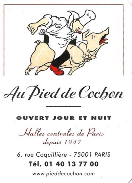 Au Pied de Cochon Card