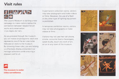 Visit Rules, Musée du Louvre, Paris, France, May 25, 2009