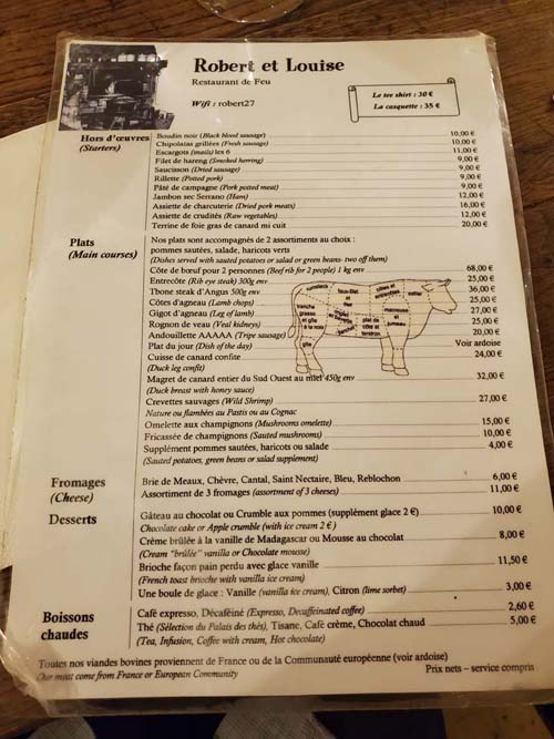 Menu, Robert et Louise, Paris, France, July 17, 2025