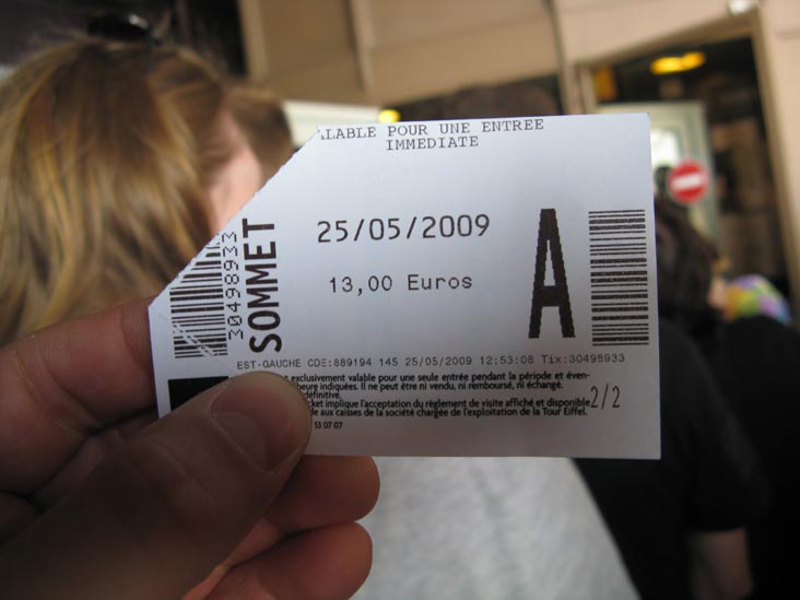 Ticket, 2ème Étage (Second Floor), Tour Eiffel (Eiffel Tower), Paris, France