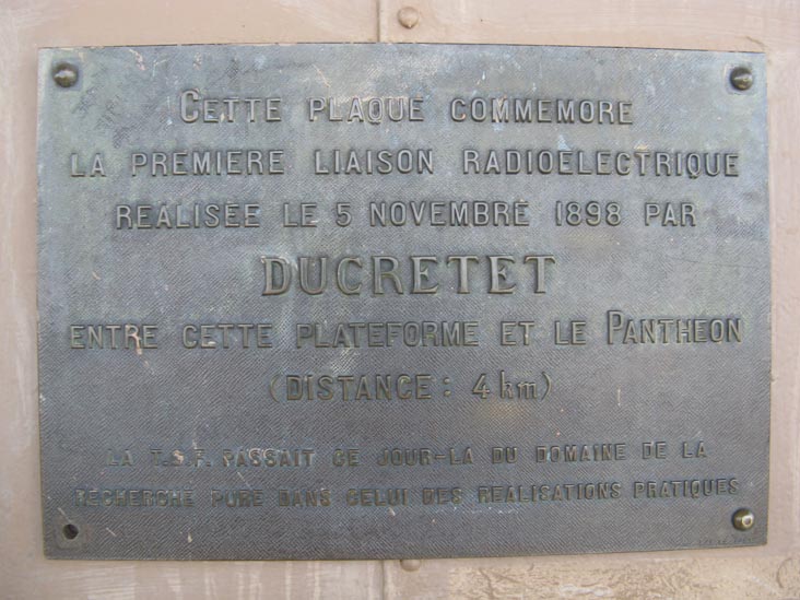 Eugène Ducretet Plaque, Top Floor (Sommet), Eiffel Tower (Tour Eiffel), Paris, France