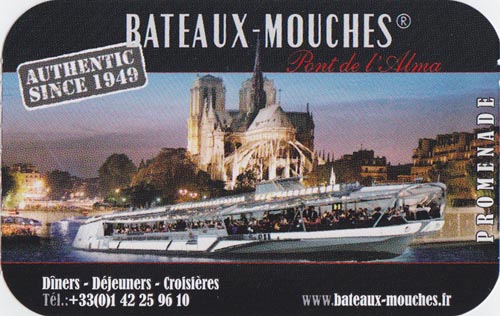 Ticket, Bateaux-Mouches Sightseeing Cruise, River Seine, Paris, France