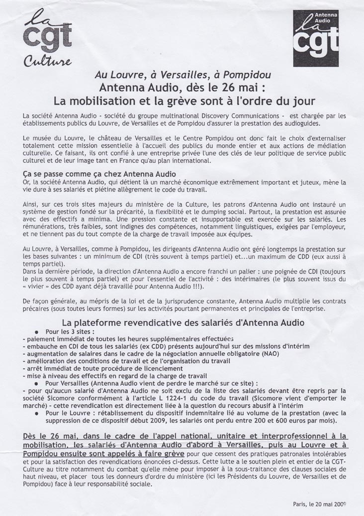 Audioguides Strike Notice (Service Audioguides en Grève), Château de Versailles (Palace of Versailles), Versailles, France