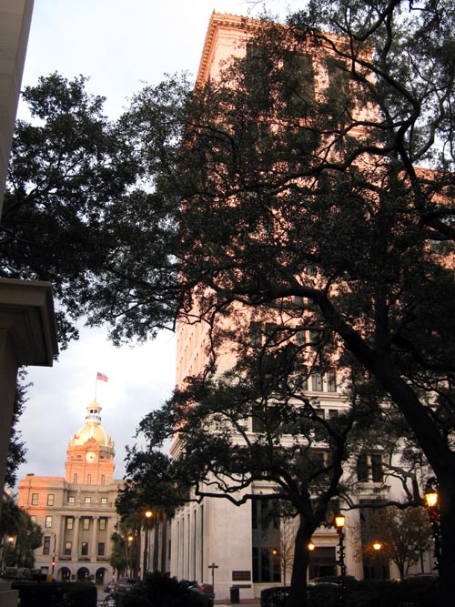 Looking North Toward City Hall and 2 East Bryan Street From Nathanael Greene Monument, Johnson Square, Savannah, Georgia