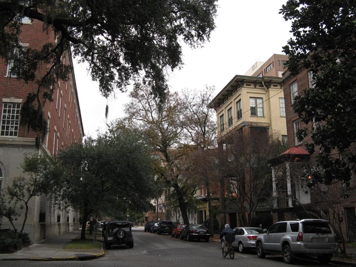 Looking West Down Harris Street Toward Drayton Street From Abercorn Street, Lafayette Square, Savannah, Georgia