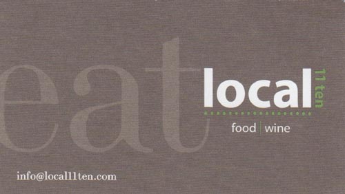Business Card, Local 11 Ten, 1110 Bull Street, Savannah, Georgia