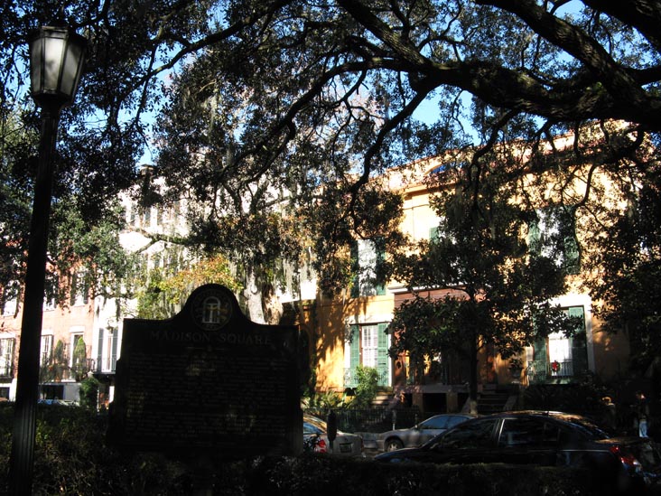 Harris Street and Bull Street From Madison Square, Savannah, Georgia