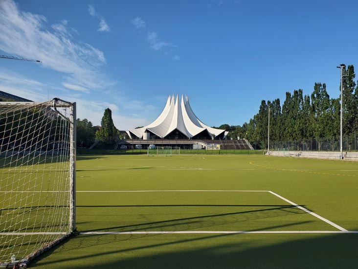 Soccer Pitch and Tempodrom, Anhalter Bahnhof Site, Berlin, Germany, July 30, 2025