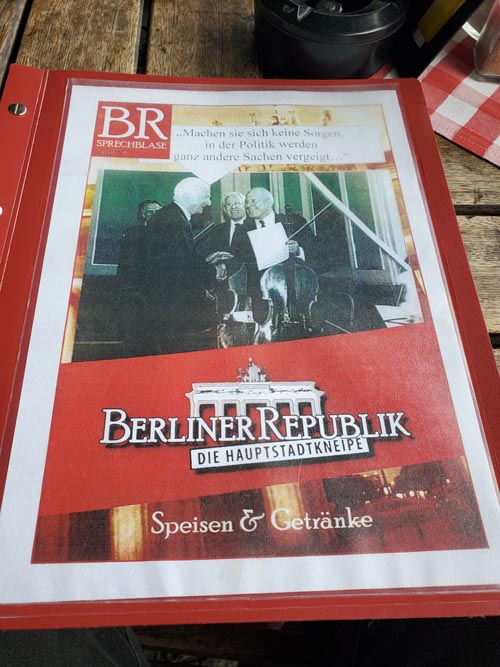Menu, Die Berliner Republik, Berlin, Germany, July 29, 2025