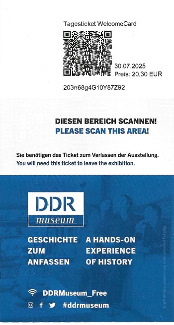 Ticket, DDR Museum, Berlin, Germany