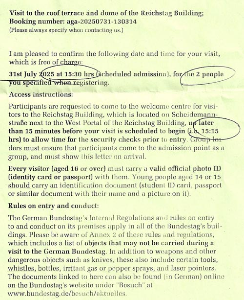 Reichstag Roof Terrace Ticket