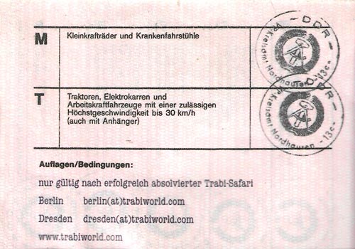 DDR Trabi World Drivers License