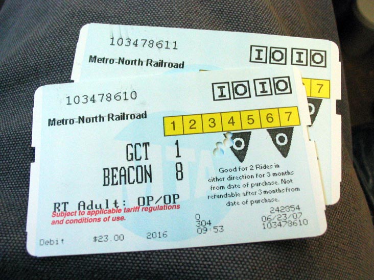 Beacon-Grand Central Round Trip Metro-North Train Ticket