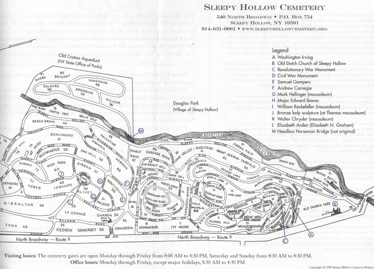 Map, Sleepy Hollow Cemetery, Sleepy Hollow, New York