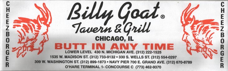 Billy Goat Tavern & Grill Chef's Hat
