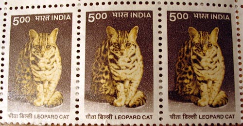 5 Rupee Leopard Cat Stamps, India