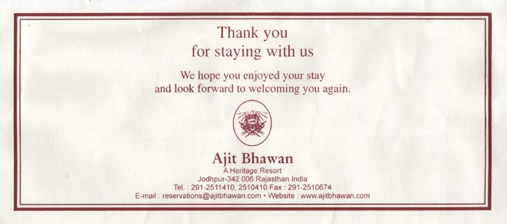 Envelope, Ajit Bhawan, Airport Road, Jodhpur, Rajasthan, India