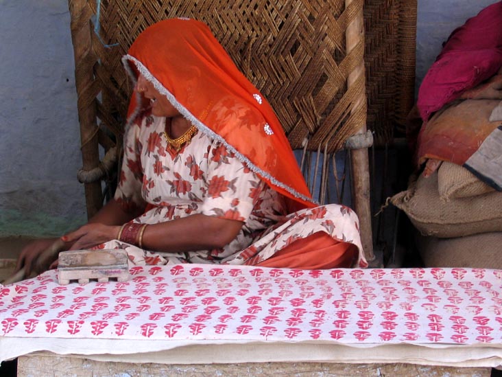 Block Print Demonstration, Madina's Local Store, Salawas, Rajasthan, India