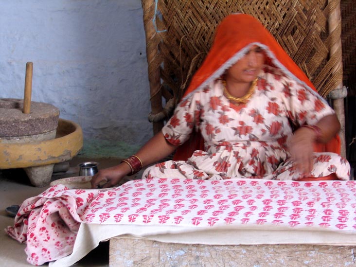 Block Print Demonstration, Madina's Local Store, Salawas, Rajasthan, India