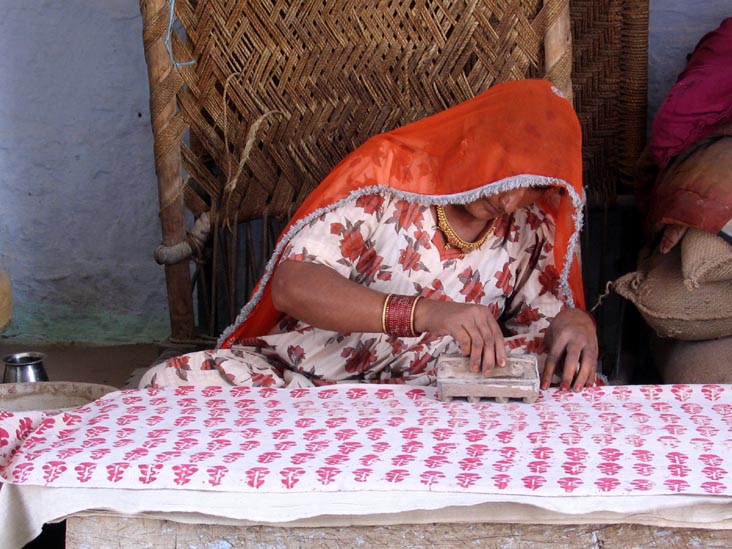 Block Print Demonstration, Madina's Local Store, Salawas, Rajasthan, India