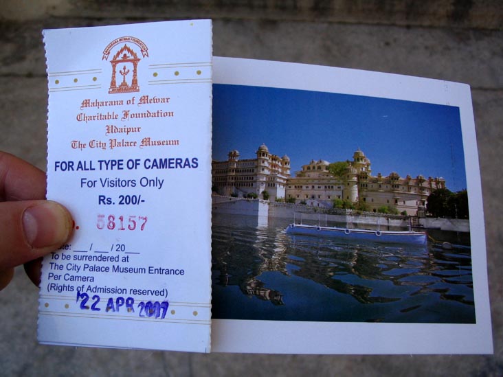 Ticket, City Palace, Udaipur, Rajasthan, India