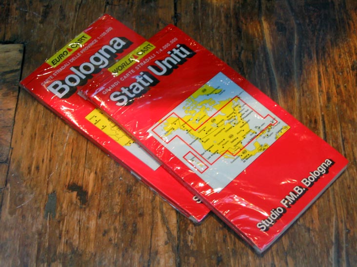 Maps, Store Window, Via Clavature, Bologna, Emilia-Romagna, Italy