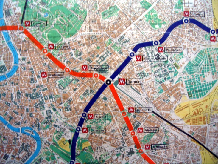 Map, Rome Metro (MetroRoma), Rome, Lazio, Italy