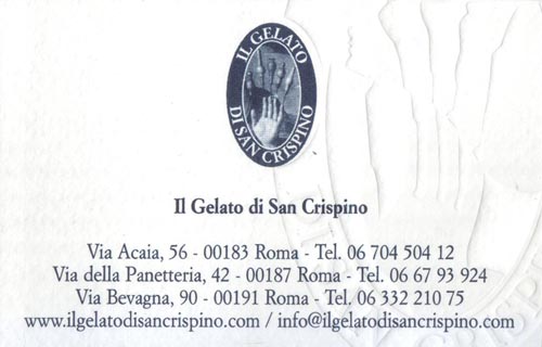 Business Card, San Crispino, Via della Panetteria, 42, Rome, Lazio, Italy