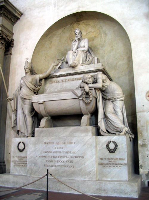 Dante Memorial, Basilica di Santa Croce, Piazza Santa Croce, Florence, Tuscany, Italy