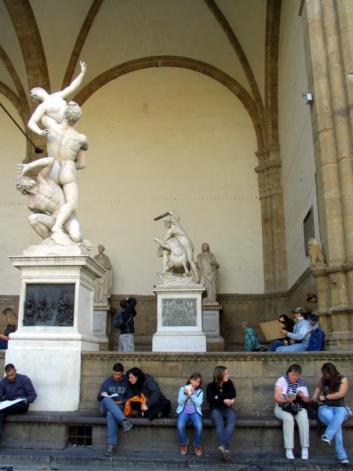 The Rape of the Sabine Women, Loggia dei Lanzi, Piazza della Signoria, Florence, Tuscany, Italy