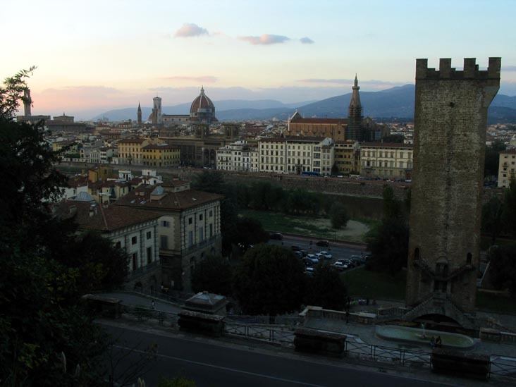 View From Via dei Bastioni Leading Up To Piazzale Michelangelo, Florence, Tuscany, Italy
