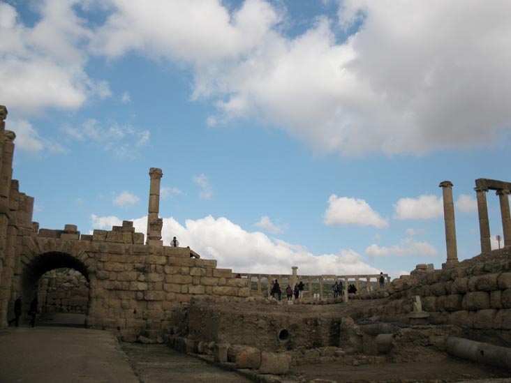 View Toward Oval Plaza/Forum From South Gate Area, Jerash, Jordan