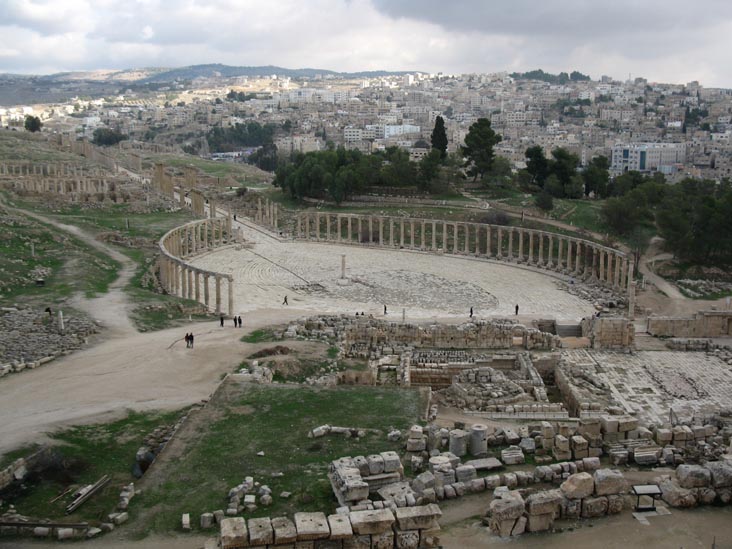 View of Oval Plaza/Forum From South Theater, Jerash, Jordan