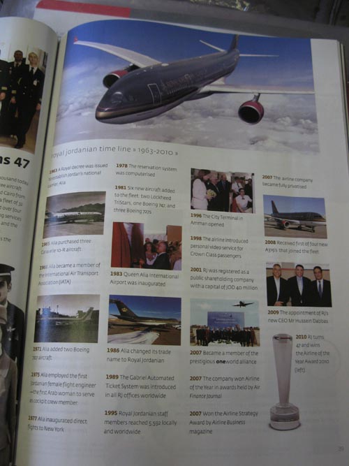 Royal Jordanian Timeline, In-Flight Magazine, Royal Jordanian Airlines Flight 261 From Amman, Jordan To New York City-JFK, January 11, 2011