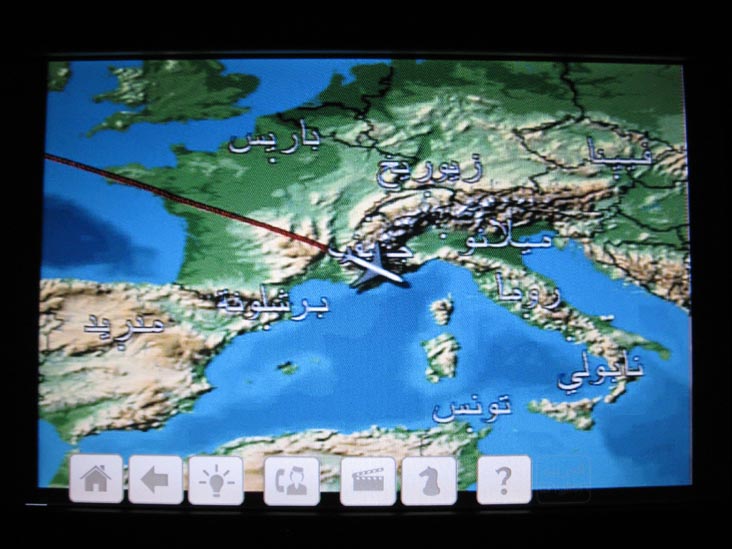 Route Map, In-Flight Entertainment Touch Screen, Royal Jordanian Airlines Flight 262 From New York City-JFK To Amman, Jordan, December 28, 2010
